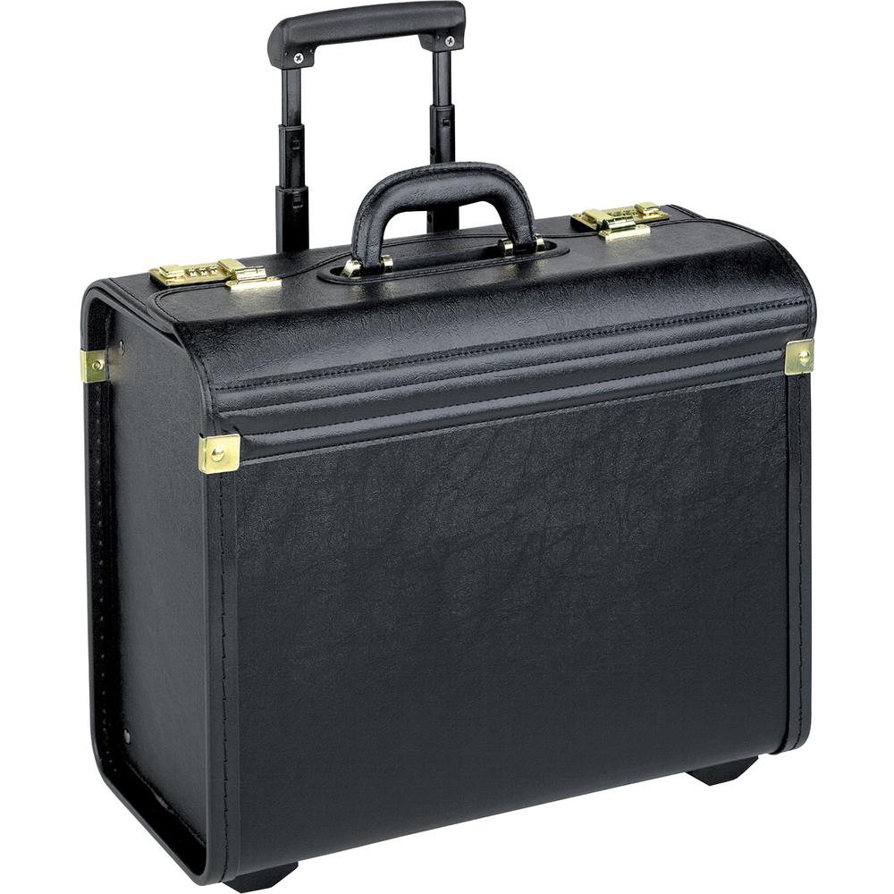 Lorell Travel/Luggage Case (Roller) Travel Essential, Book, File Folder - Black - Vinyl Body - Handle - 14" Height x 22" Width x 8" Depth - 1 Each. Picture 1