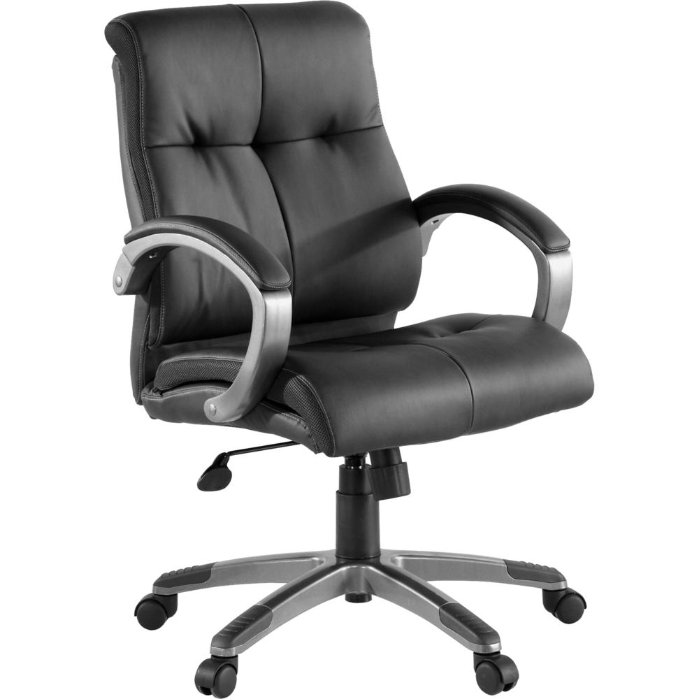 Lorell Managerial Chair - Black Leather Seat - 5-star Base - Black - 1 Each. Picture 1