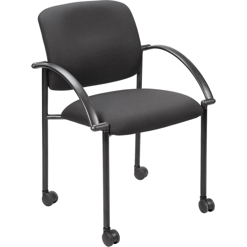 Lorell Guest Chair with Arms - Black Seat - Black Steel Frame - Four-legged Base - Black - 2 / Carton. Picture 1
