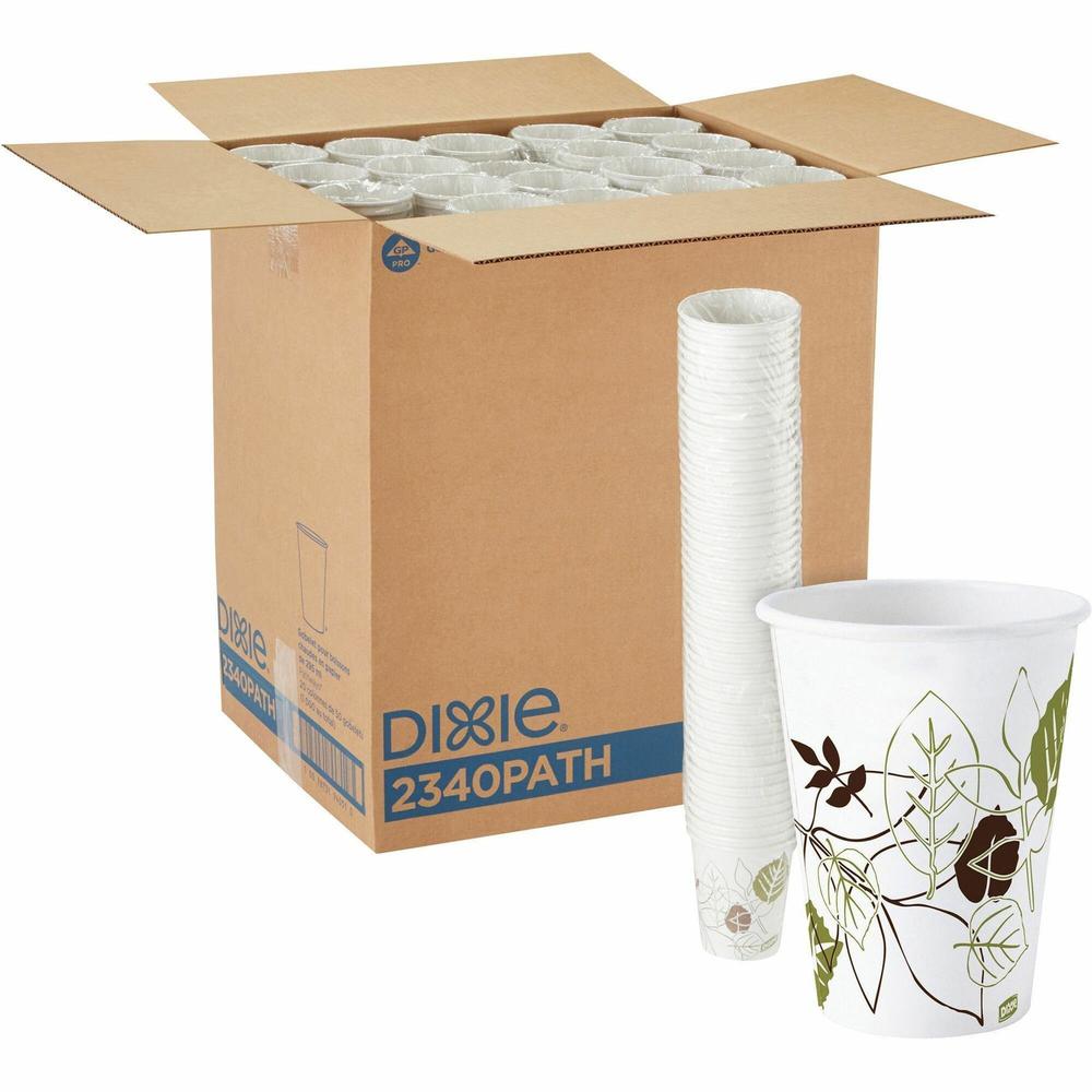 Dixie Pathways Paper Hot Cups by GP Pro - 50 / Pack - 10 fl oz - 20 / Carton - White - Paper - Hot Drink. The main picture.