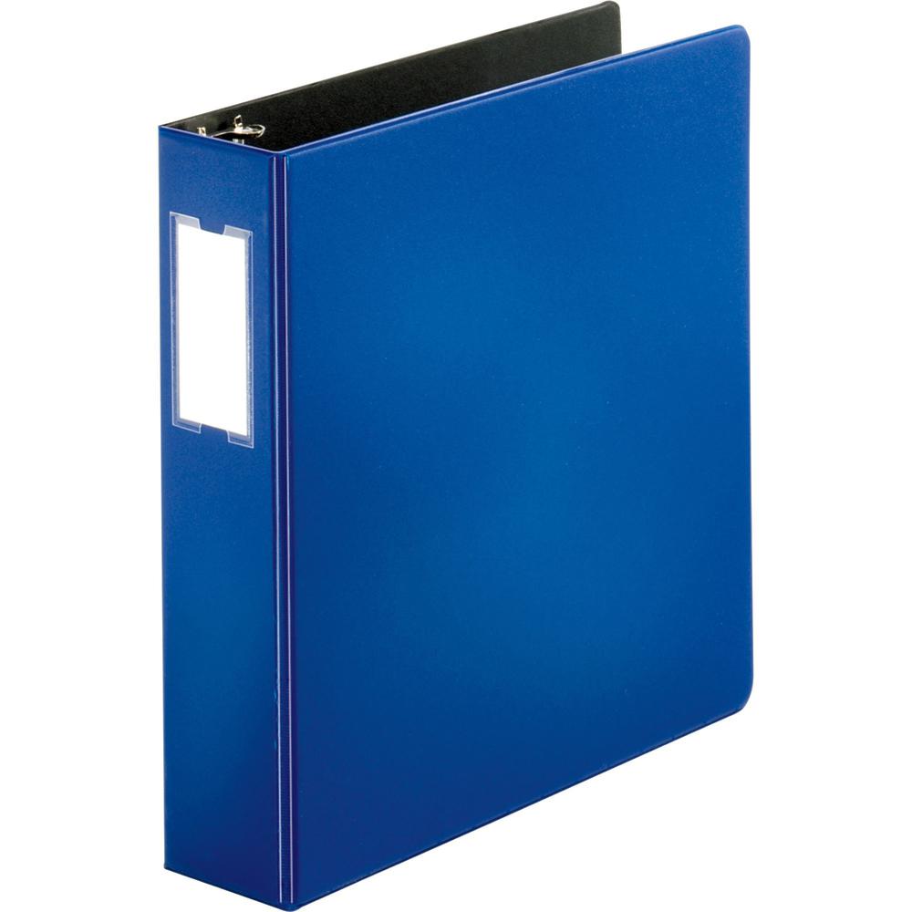 Business Source Slanted D-ring Binders - 2" Binder Capacity - 3 x D-Ring Fastener(s) - 2 Internal Pocket(s) - Chipboard, Polypropylene - Blue - PVC-free, Non-stick, Spine Label, Gap-free Ring, Non-gla. Picture 1