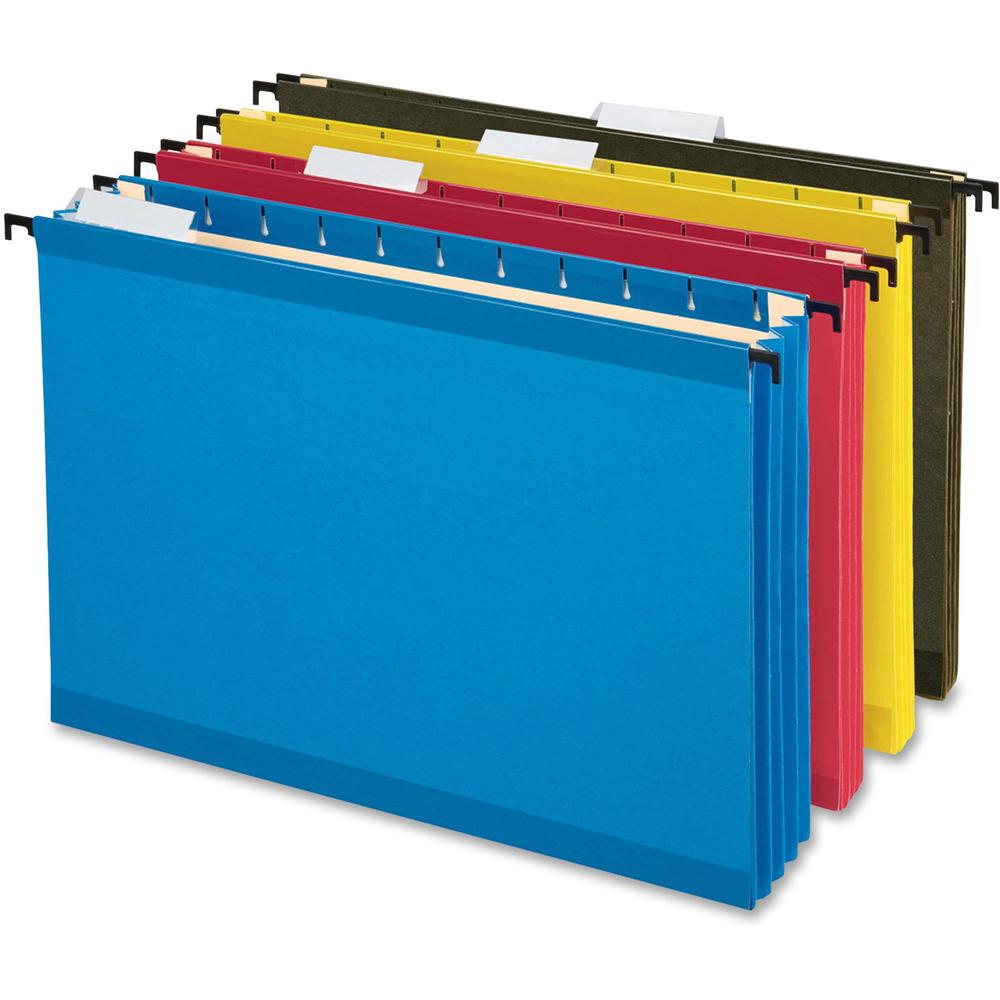 Pendaflex SureHook Legal Recycled Hanging Folder - 3 1/2" Folder Capacity - 8 1/2" x 14" - 3 1/2" Expansion - Poly - Blue, Red, Yellow, Standard Green - 10% Recycled - 4 / Pack. Picture 1