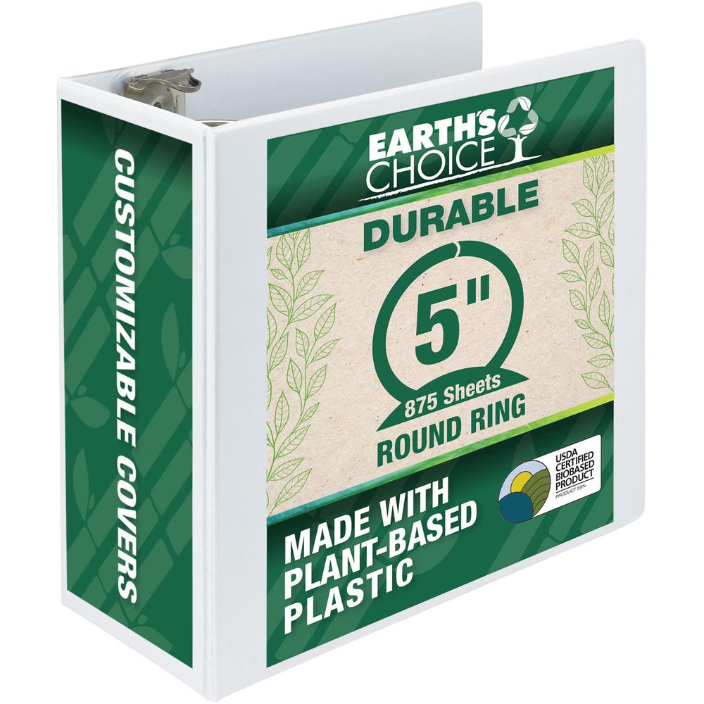 Samsill Earth's Choice Plant-based Durable View Binder - 5" Binder Capacity - Letter - 8 1/2" x 11" Sheet Size - 875 Sheet Capacity - 3 x Round Ring Fastener(s) - 2 Internal Pocket(s) - Chipboard, Pla. Picture 1