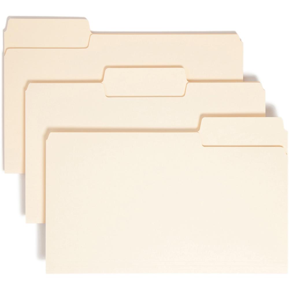 Smead SuperTab 1/3 Tab Cut Legal Recycled Top Tab File Folder - 8 1/2" x 14" - 3/4" Expansion - Top Tab Location - Assorted Position Tab Position - Manila - Manila - 10% Recycled - 50 / Box. Picture 1