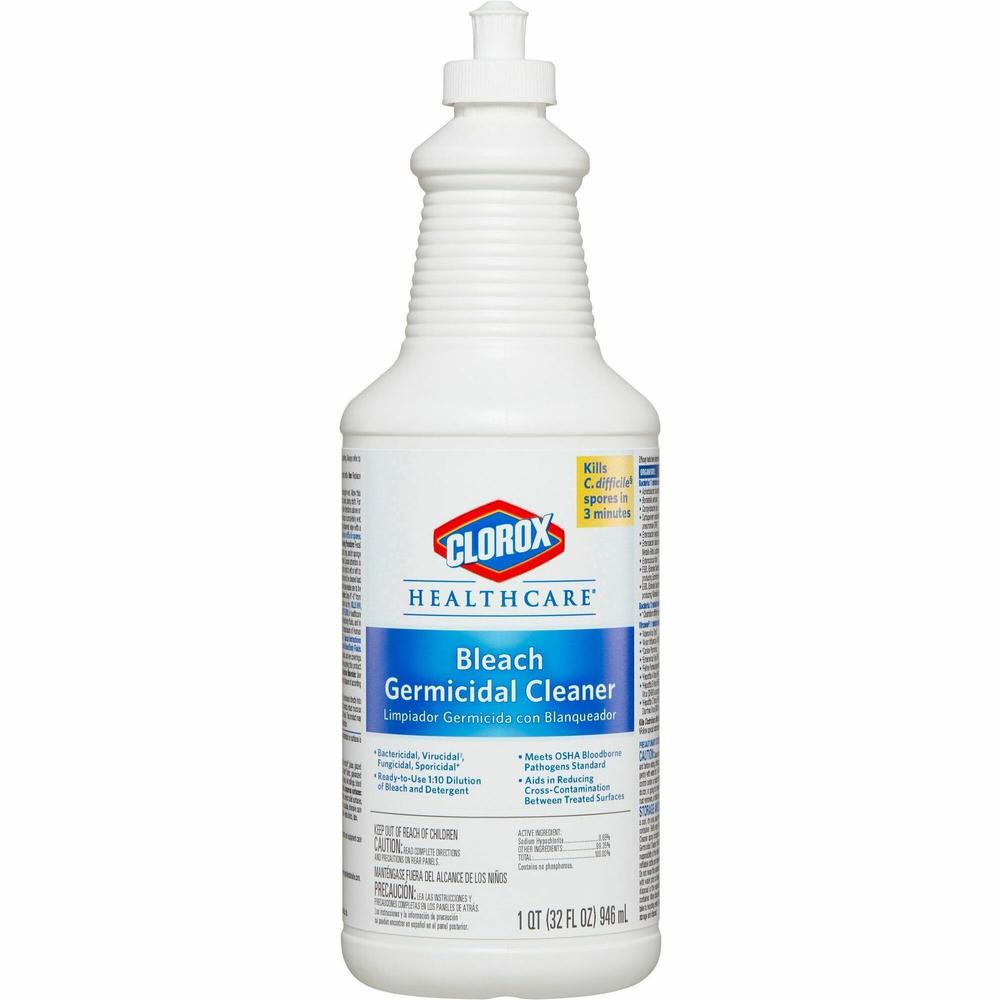 Clorox Healthcare Pull-Top Bleach Germicidal Cleaner - Ready-To-Use Liquid - 32 fl oz (1 quart) - 1 Each - White. Picture 1