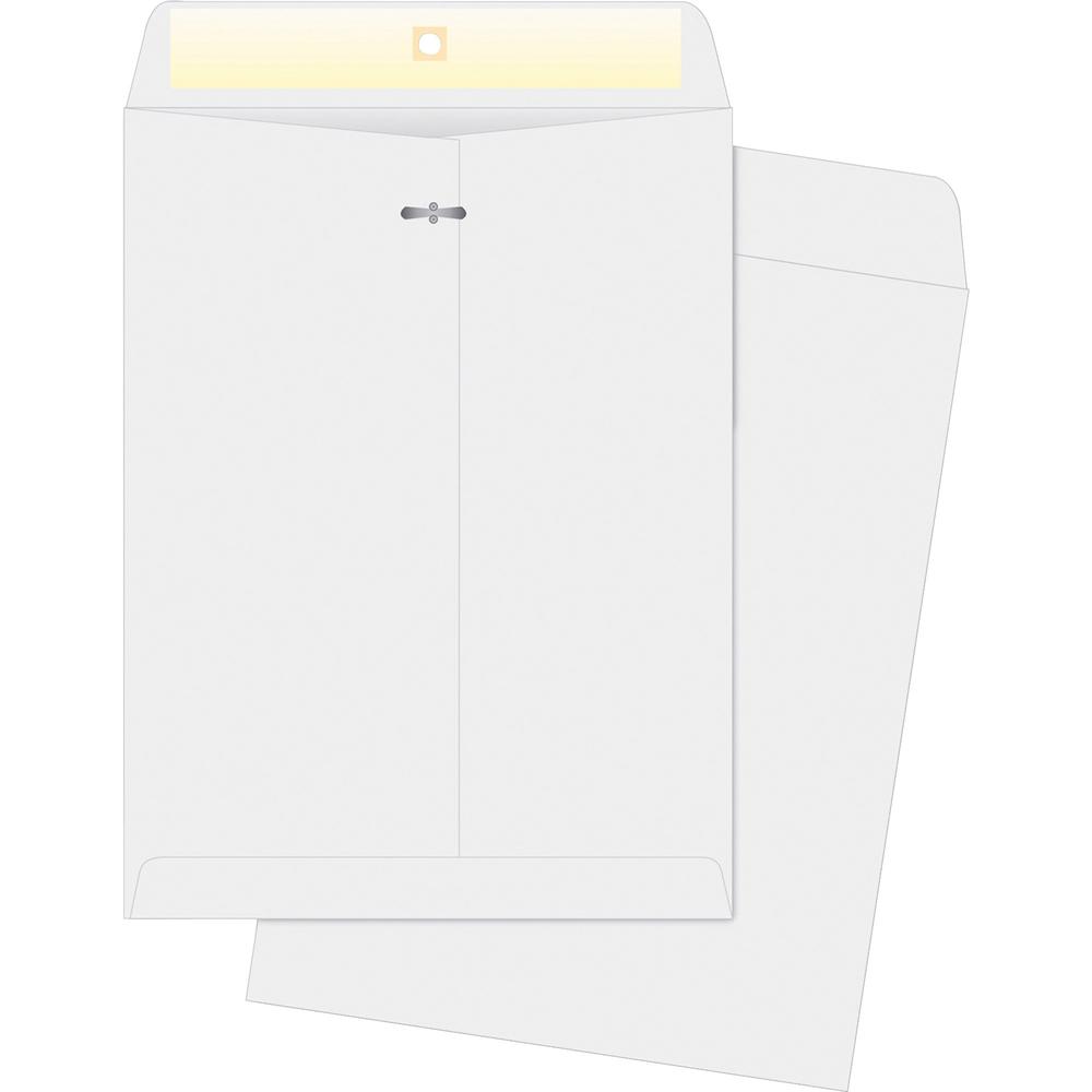 Business Source Double-prong Clasp Envelopes - Clasp - #90 - 9" Width x 12" Length - 28 lb - Clasp - Wove - 100 / Box - White. Picture 1