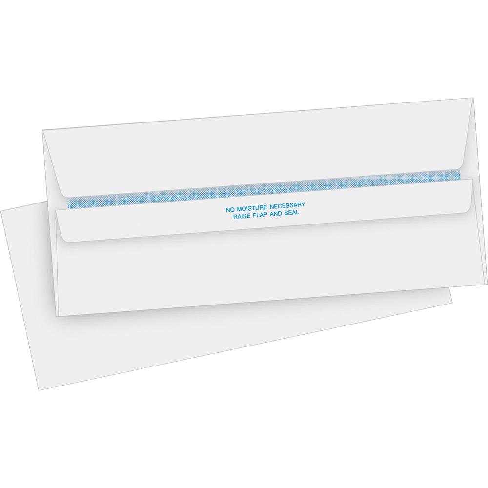 Business Source Regular Security Invoice Envelopes - Business - #10 - 4 1/8" Width x 9 1/2" Length - 24 lb - Self-sealing - 500 / Box - White. Picture 1