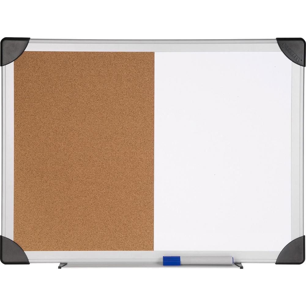 Lorell Combo Dry-Erase/Cork Board - 18" Height x 24" Width - Natural Cork Surface - Self-healing - Aluminum Frame - 1 Each. Picture 1