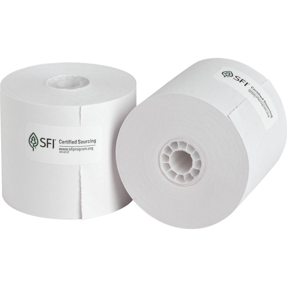 Business Source 1-Ply 126' Adding Machine Paper Rolls - 2 1/4" x 126 ft - 100 / Carton - Sustainable Forestry Initiative (SFI) - Lint-free - White. Picture 1
