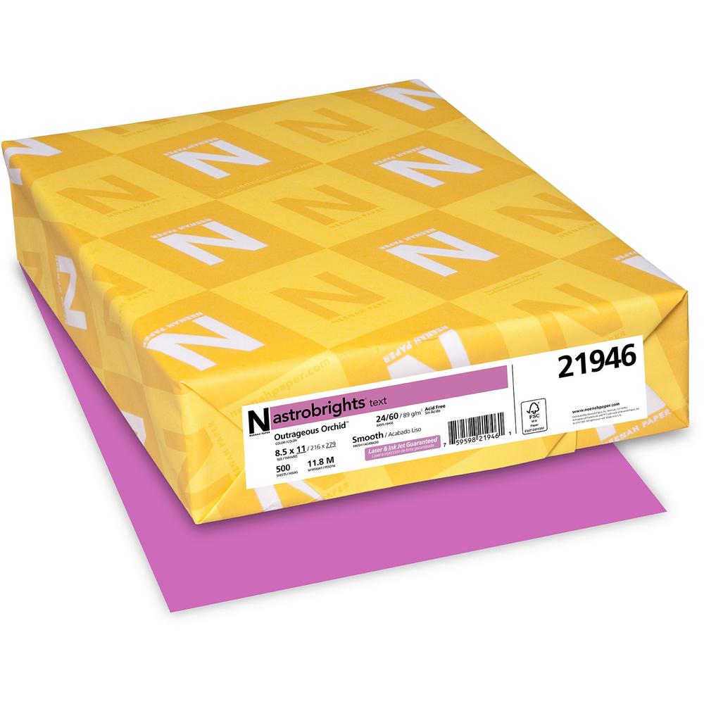Astrobrights Color Paper - Orchid - Letter - 8 1/2" x 11" - 24 lb Basis Weight - 500 / Ream - Acid-free, Lignin-free - Orchid. Picture 1