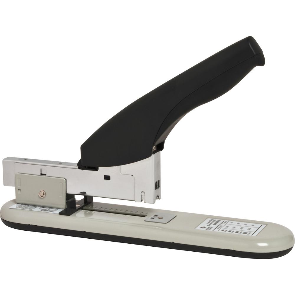 Business Source Economy Heavy-duty Stapler - 100 Sheets Capacity - 1/2" Staple Size - 1 Each - Black, Putty. Picture 1