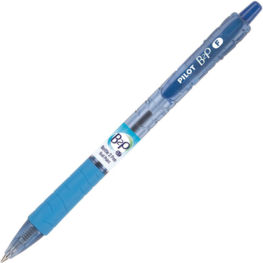Pilot Bottle to Pen (B2P) B2P Recycled Retractable Ballpoint Pens - Fine Pen Point - 0.7 mm Pen Point Size - Refillable - Retractable - Blue Gel-based Ink - Plastic Barrel - 1 Dozen. Picture 1