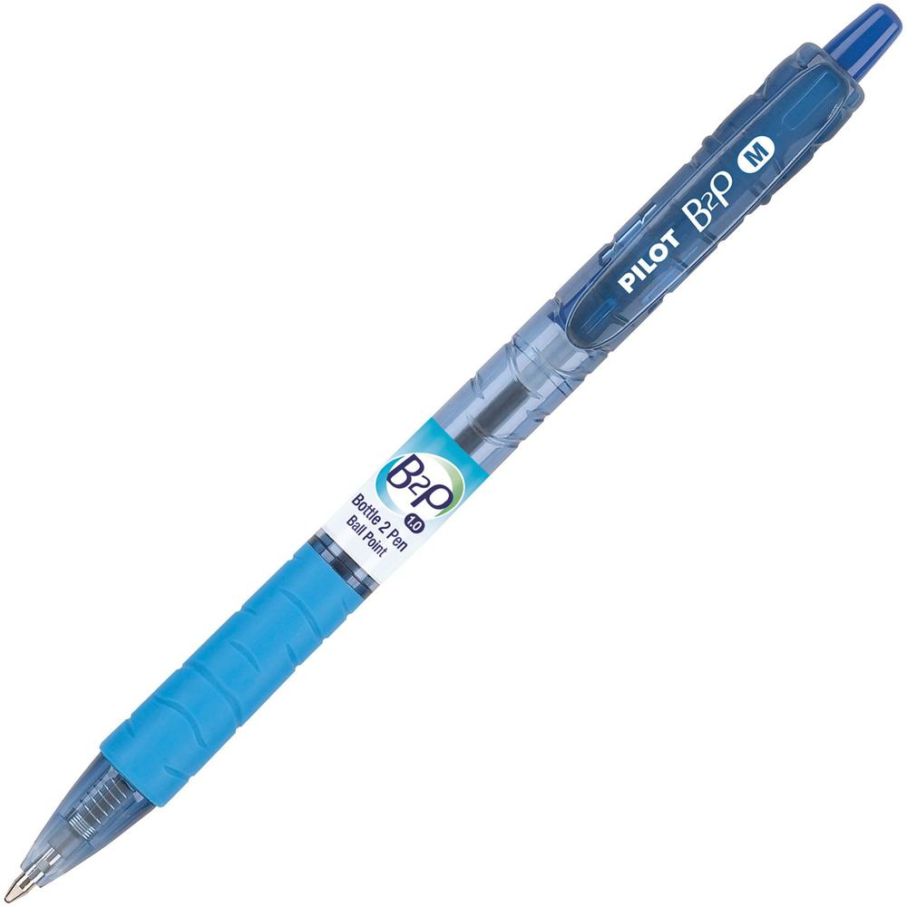 Pilot Bottle to Pen (B2P) B2P BeGreen Med Point Ballpoint Pens - Medium Pen Point - 1 mm Pen Point Size - Refillable - Retractable - Blue Gel-based Ink - Plastic Barrel - 1 Dozen. Picture 1