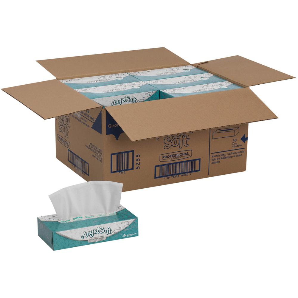 Angel Soft Professional Series Premium Facial Tissue - 2 Ply - 8.85" x 7.65" - White - Fiber - 100 Per Box - 30 / Carton. Picture 1