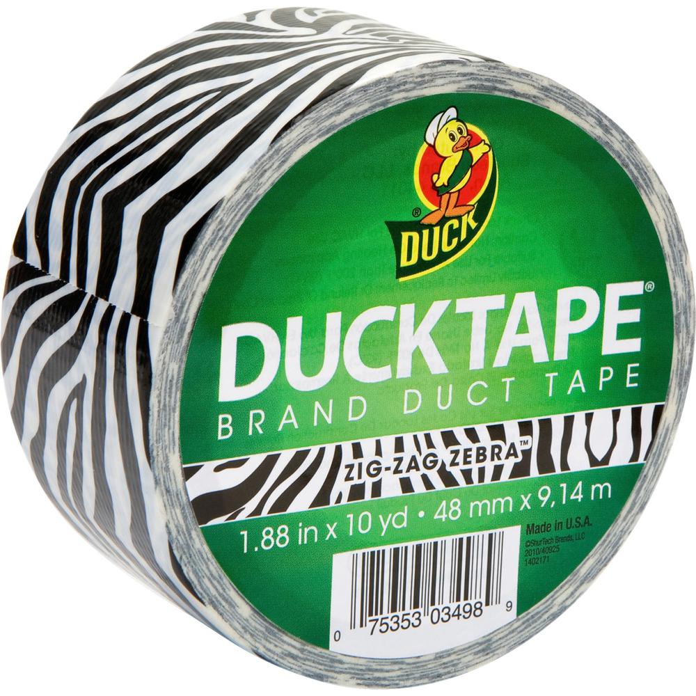 Duck Brand Brand Printed Design Color Duct Tape - 10 yd Length x 1.88" Width - For Repairing, Color Coding - 1 / Roll - Zebra. Picture 1