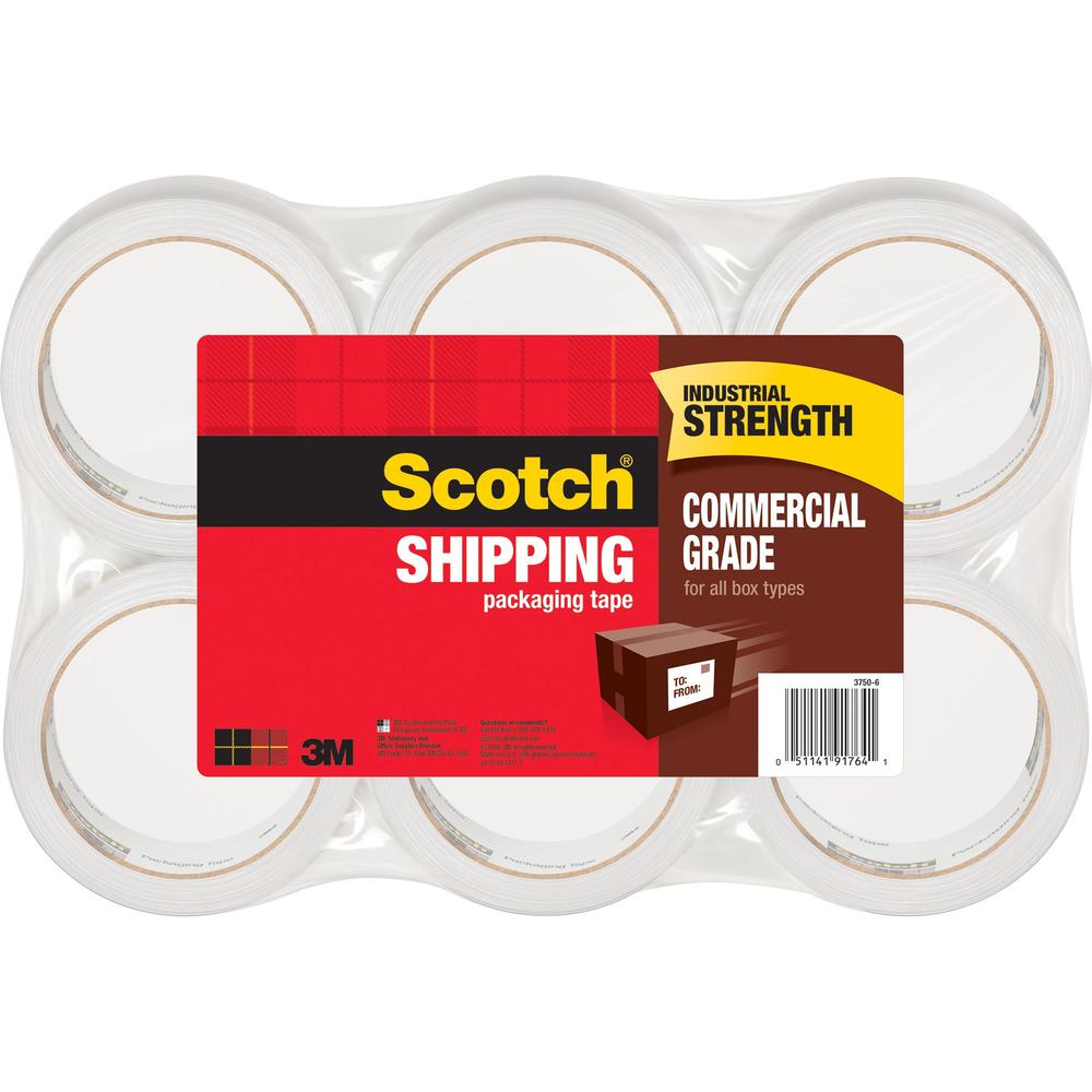 Scotch Commercial-Grade Shipping/Packaging Tape - 54.60 yd Length x 1.88" Width - 3.1 mil Thickness - 3" Core - Synthetic Rubber Resin - 2 mil - Polypropylene Backing - Moisture Resistant, Split Resis. Picture 1