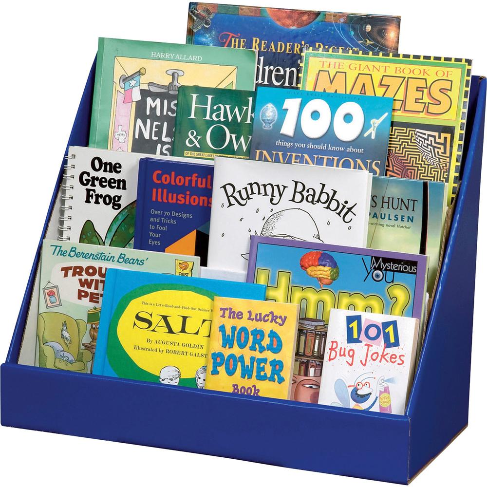 Classroom Keepers Classroom Keeper's Corrugated Book Shelf - 3 Tier(s) - 17" Height x 20" Width x 10" Depth - Sturdy, Corrugated - 70% Recycled - Blue - 1 Each. The main picture.