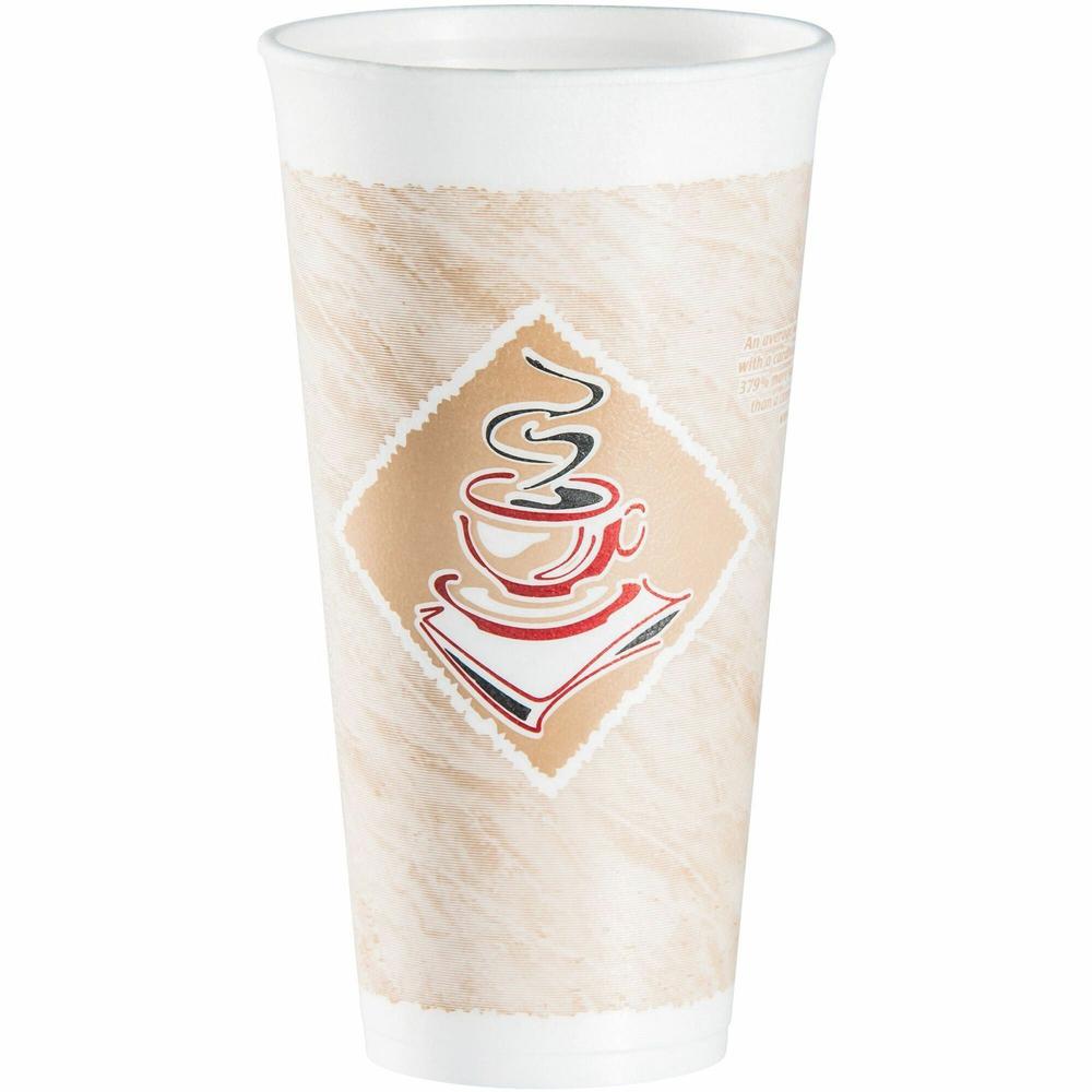 Dart 20 oz Cafe G Design Insulated Foam Cups - 25 / Bag - 20 / Carton - White - Foam - Hot Drink, Cold Drink. Picture 1