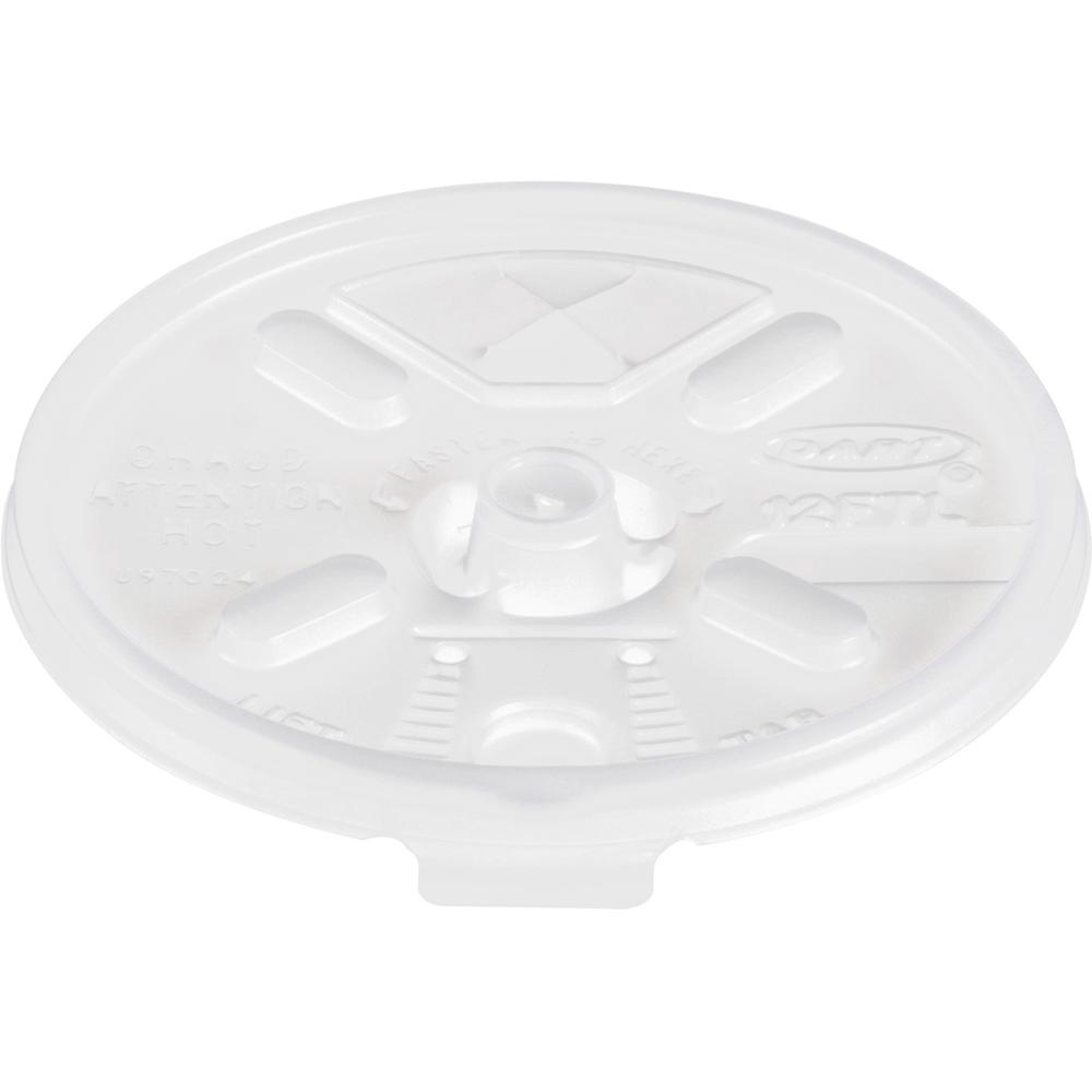 Dart Lift-n-Lock Coffee Cup Clear Lids - Dome - Plastic - 10 / Carton - 100.0 Per Bag - White, Translucent. Picture 1
