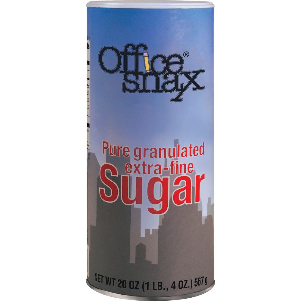 Office Snax Granulated Sugar Canister - Canister - 20 oz (567 g) - Granulated Sugar - 24/Carton. Picture 1