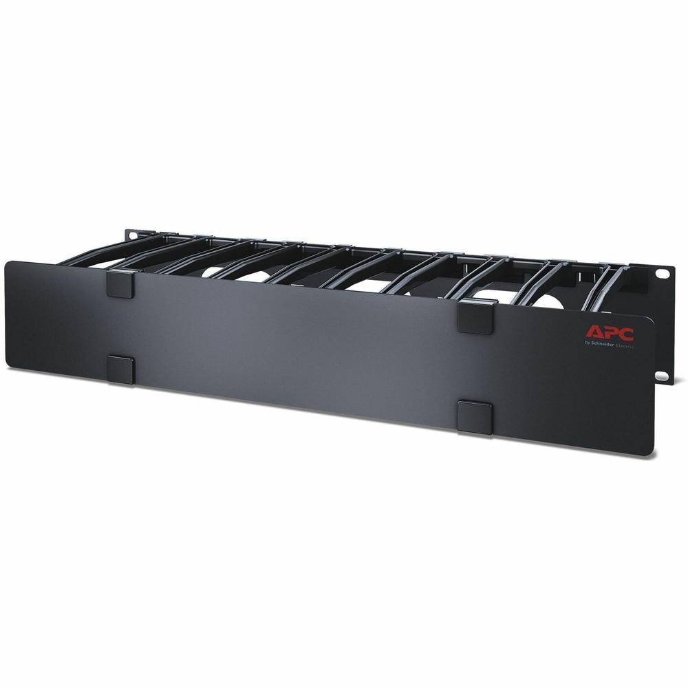 APC by Schneider Electric Horizontal Cable Manager - Cable Manager - Black - 2U Rack Height - TAA Compliant. Picture 1