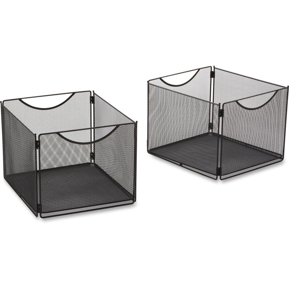 Safco Onyx Mesh Storage Cube Bins - External Dimensions: 12.5" Width x 14" Depth x 10" Height - 20 lb - Steel - Black - 2 / Carton. Picture 1