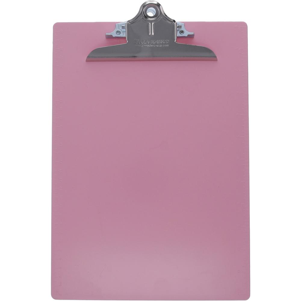 Saunders Recycled 1" Capacity Plastic Clipboard - 1" Clip Capacity - 8 19/64" x 11 45/64" - Plastic - Pink - 1 Each. Picture 1