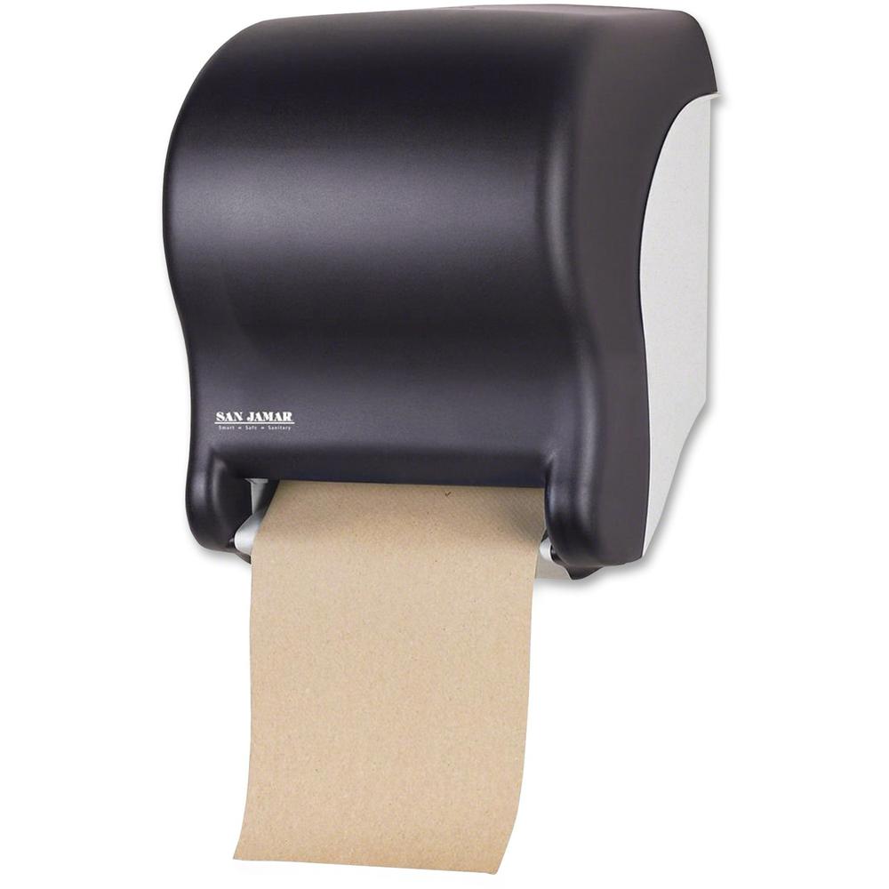 San Jamar Tear-N-Dry Essence Towel Dispenser - Roll Dispenser - 1 x Roll - 14.4" Height x 11.7" Width x 9.1" Depth - Plastic - Black - Touch-free, Durable, Impact Resistant - 1 Each. Picture 1