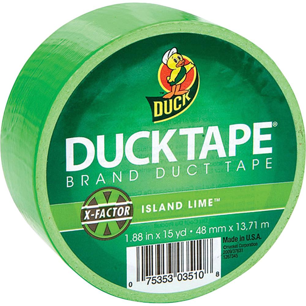 Duck Brand Color Duct Tape - 15 yd Length x 1.88" Width - For Color Coding, Repairing, Packing, Crafting - 1 / Roll - Neon Green. Picture 1