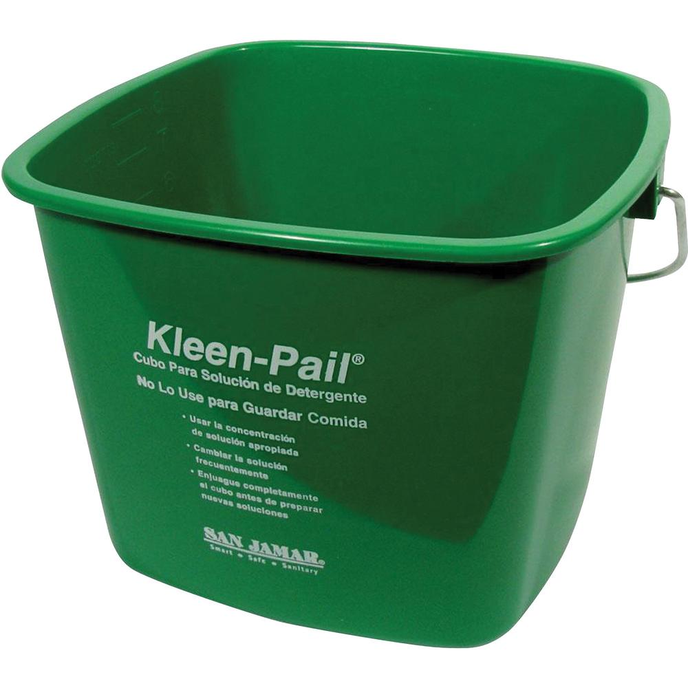 San Jamar Kleen-Pail - 6 quart - Color Coded, Graduated, Handle, Embossed - 7.4" x 8.3" - Green - 12 / Carton. Picture 1