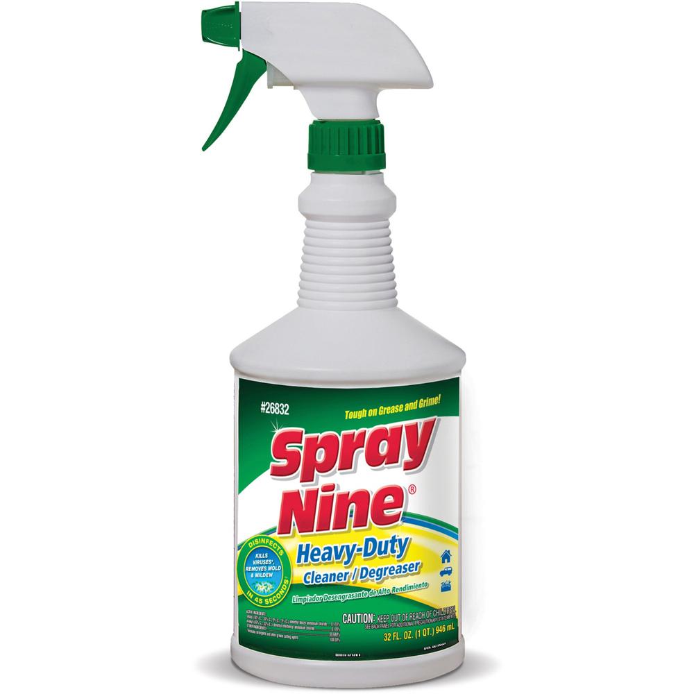 Spray Nine Heavy-Duty Cleaner/Degreaser + Disinfectant - Spray - 32 fl oz (1 quart) - 1 Each - Clear. The main picture.