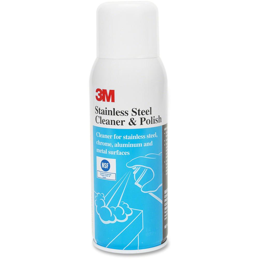 3M Stainless Steel Cleaner Polish - For Stainless Steel, Chrome, Aluminum, Metal Surface, Plastic Surface - 10 fl oz (0.3 quart) - Lime, Citrus ScentCan - 12 / Carton - White. Picture 1