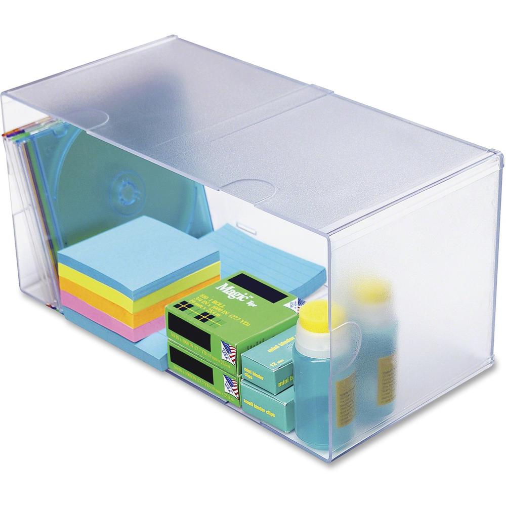 Deflecto Stackable Cube Organizer - 1 Compartment(s) - 6" Height x 12" Width x 6" Depth - Stackable, Sturdy, Removable Divider, Removable Drawer - Plastic - 1 Each. Picture 1