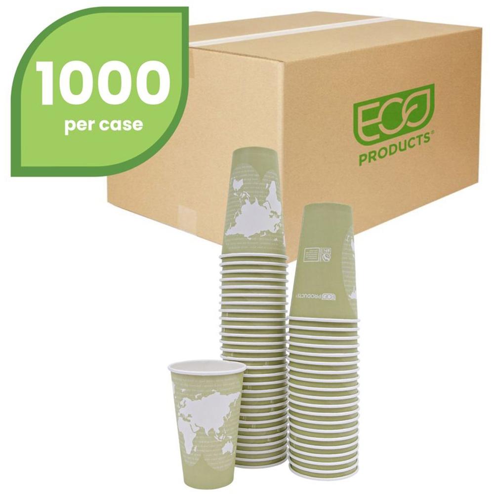 Eco-Products 16 oz World Art Hot Beverage Cups - 50 / Pack - 20 / Carton - Multi - Paper, Resin - Hot Drink. Picture 1
