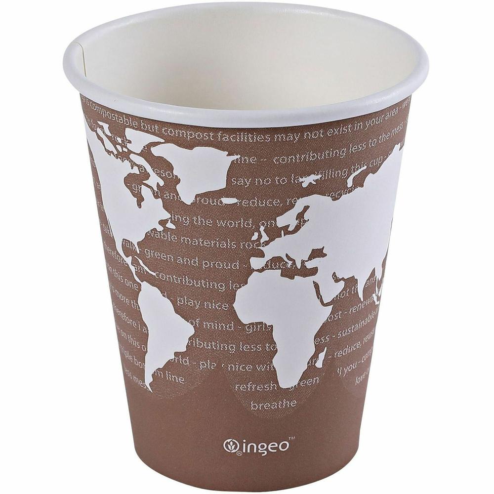 Eco-Products 8 oz World Art Hot Beverage Cups - 50 / Pack - 20 / Carton - Multi - Paper, Resin - Hot Drink. Picture 1