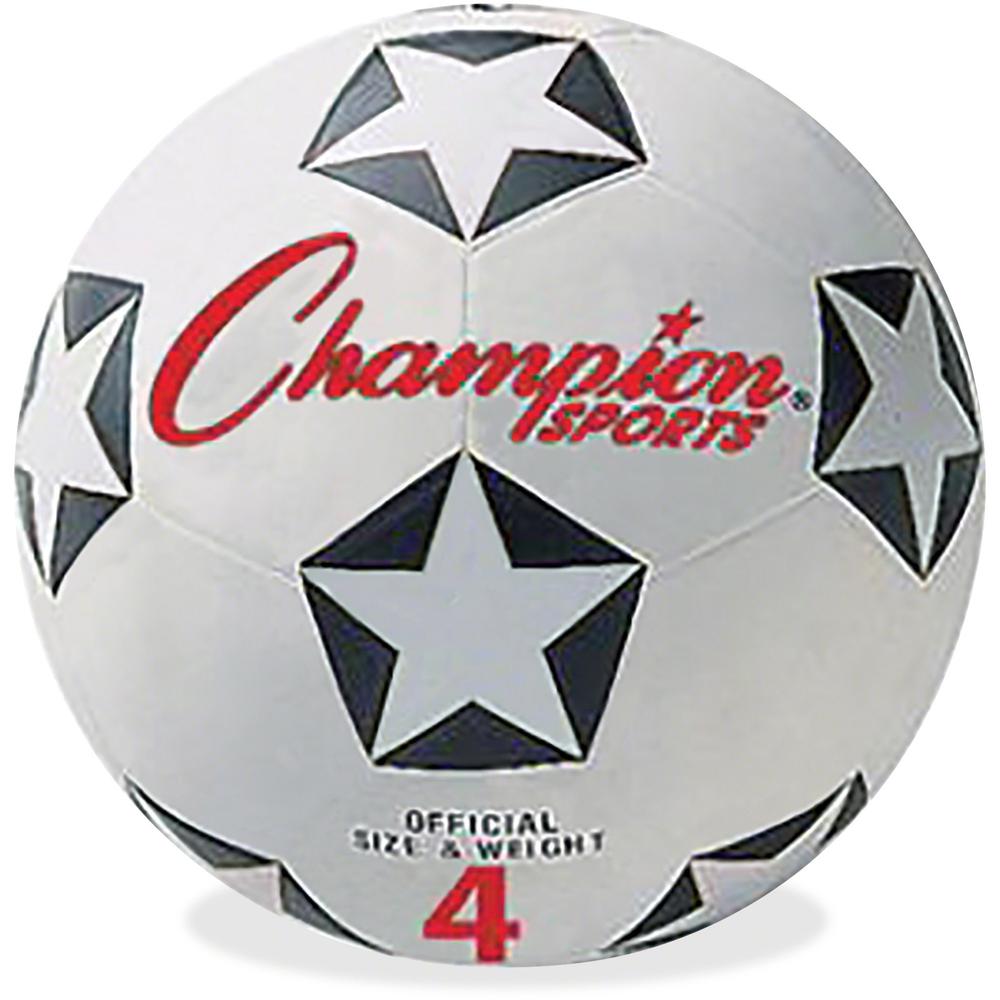 Champion Sports Rubber Soccer Ball Size 4 - 8.25" - Size 4 - Rubber, Nylon - Black, White, Red - 1  Each. Picture 1