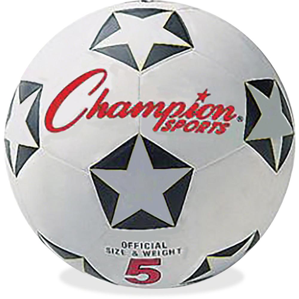 Champion Sports Rubber Soccer Ball Size 5 - 8.75" - Size 5 - Rubber, Nylon - Black, White, Red - 1  Each. Picture 1