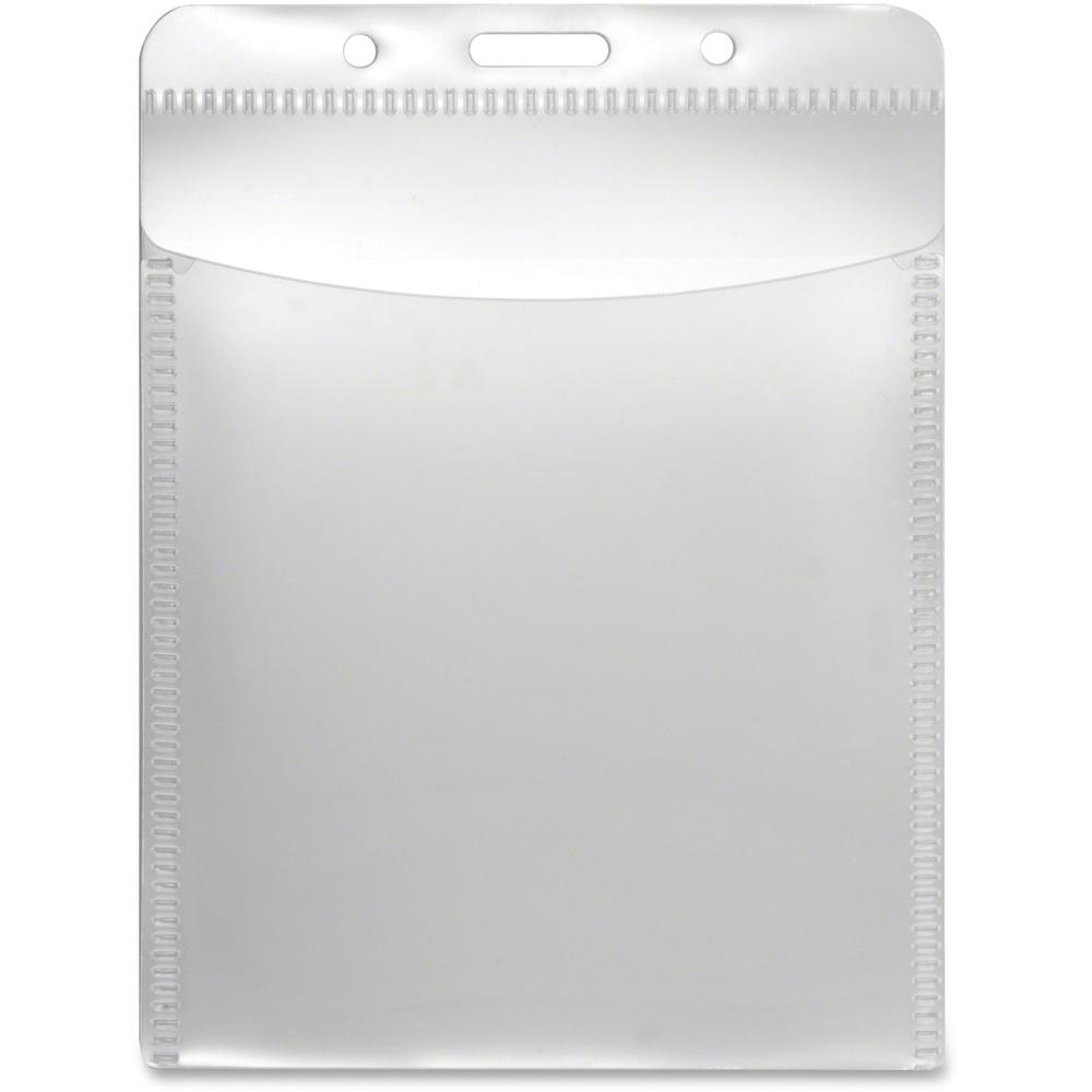 Advantus PVC-Free Vertical Badge Holder - Support 3" x 4" Media - Vertical - Polypropylene - 50 / Pack - Clear. Picture 1