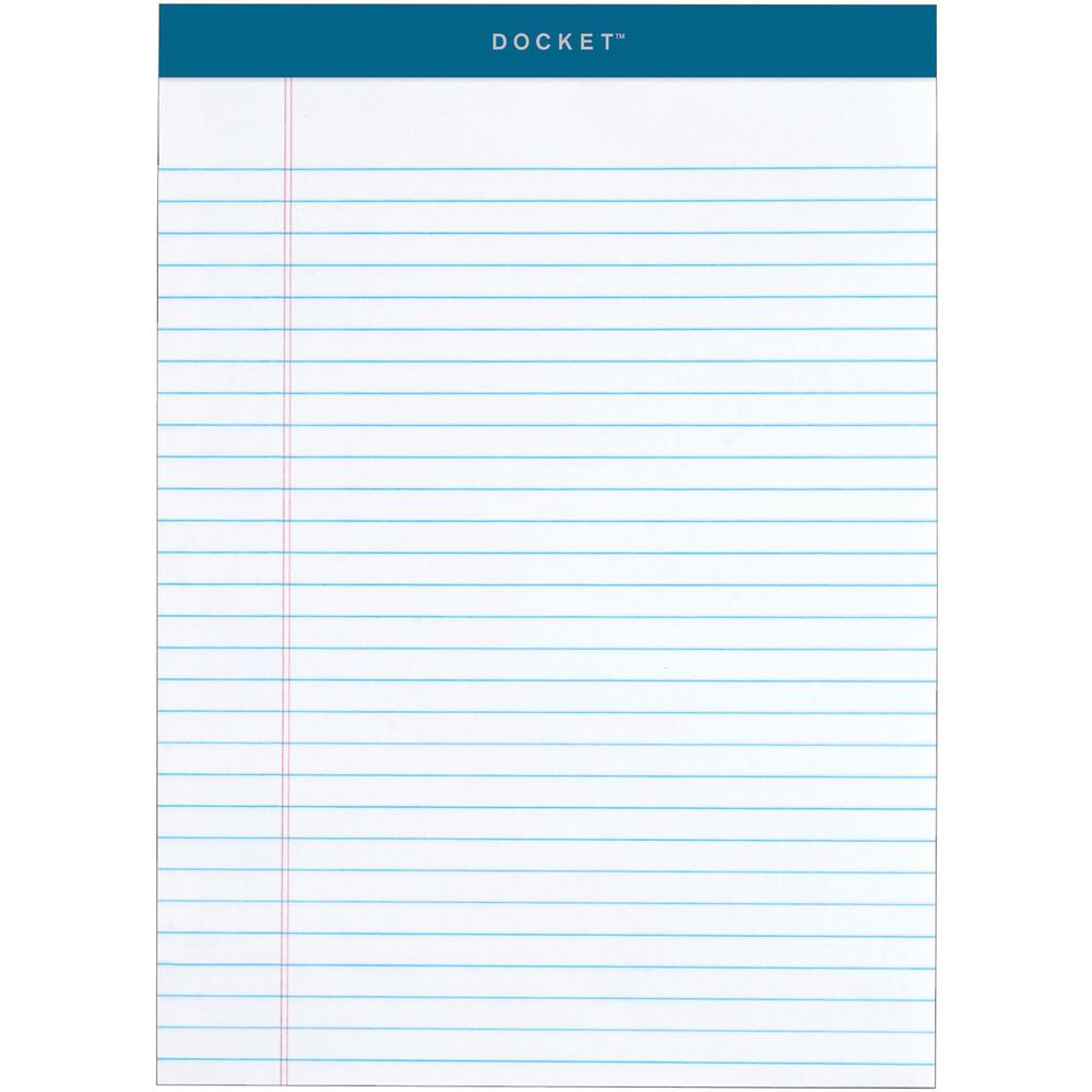 TOPS Docket Legal Rule Writing Pads - 50 Sheets - Double Stitched - 16 lb Basis Weight - 8 1/2" x 11 3/4" - 11.75" x 8.5" - White Paper - Rigid, Heavyweight, Bleed Resistant, Perforated, Acid-free - 6. Picture 1
