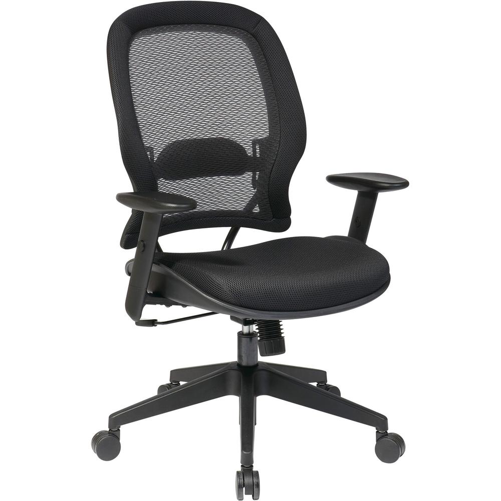 Office Star AirGrid Back & Mesh Seat Managers Chair - Black Seat - Black Back - High Back - 5-star Base - Armrest - 1 Each. Picture 1