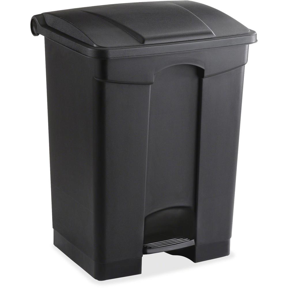 Safco Plastic Step-on Waste Receptacle - 17 gal Capacity - Rectangular - 26.3" Height x 19.8" Width x 16.3" Depth - Plastic - Black - 1 Each. The main picture.