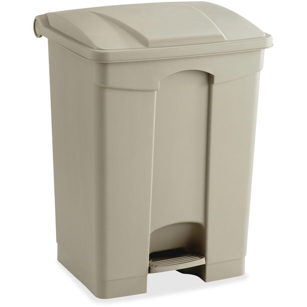 Safco Plastic Step-on Waste Receptacle - 17 gal Capacity - Rectangular - 26.3" Height x 19.8" Width x 16.3" Depth - Plastic - Tan - 1 Each. Picture 1