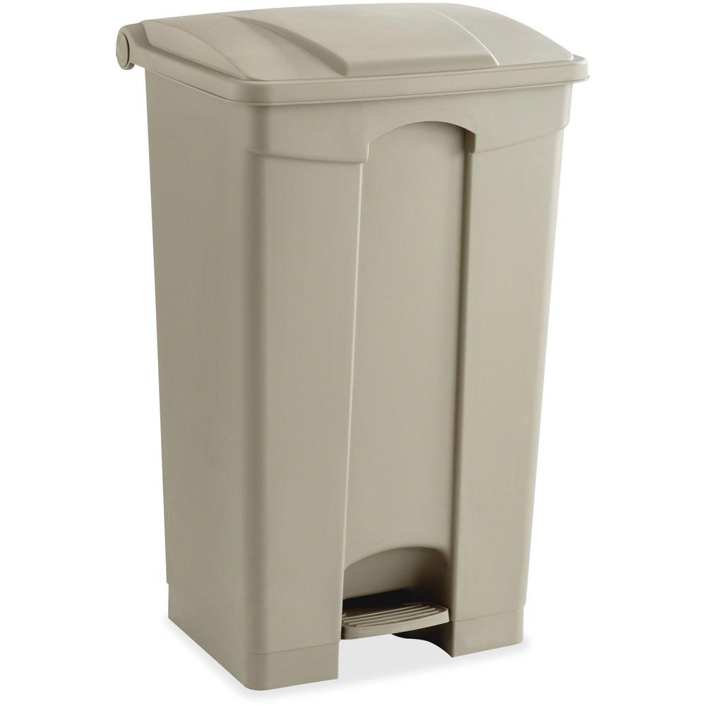 Safco Plastic Step-on Waste Receptacle - 23 gal Capacity - Rectangular - 32.3" Height x 19.8" Width x 16.3" Depth - Plastic - Tan - 1 Each. Picture 1