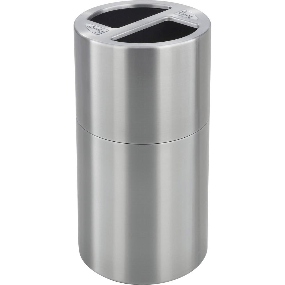 Safco Dual Recycling Receptacle - 30 gal Capacity - 32.5" Height x 17.5" Diameter - Aluminum - Stainless Steel - 1 Each. Picture 1