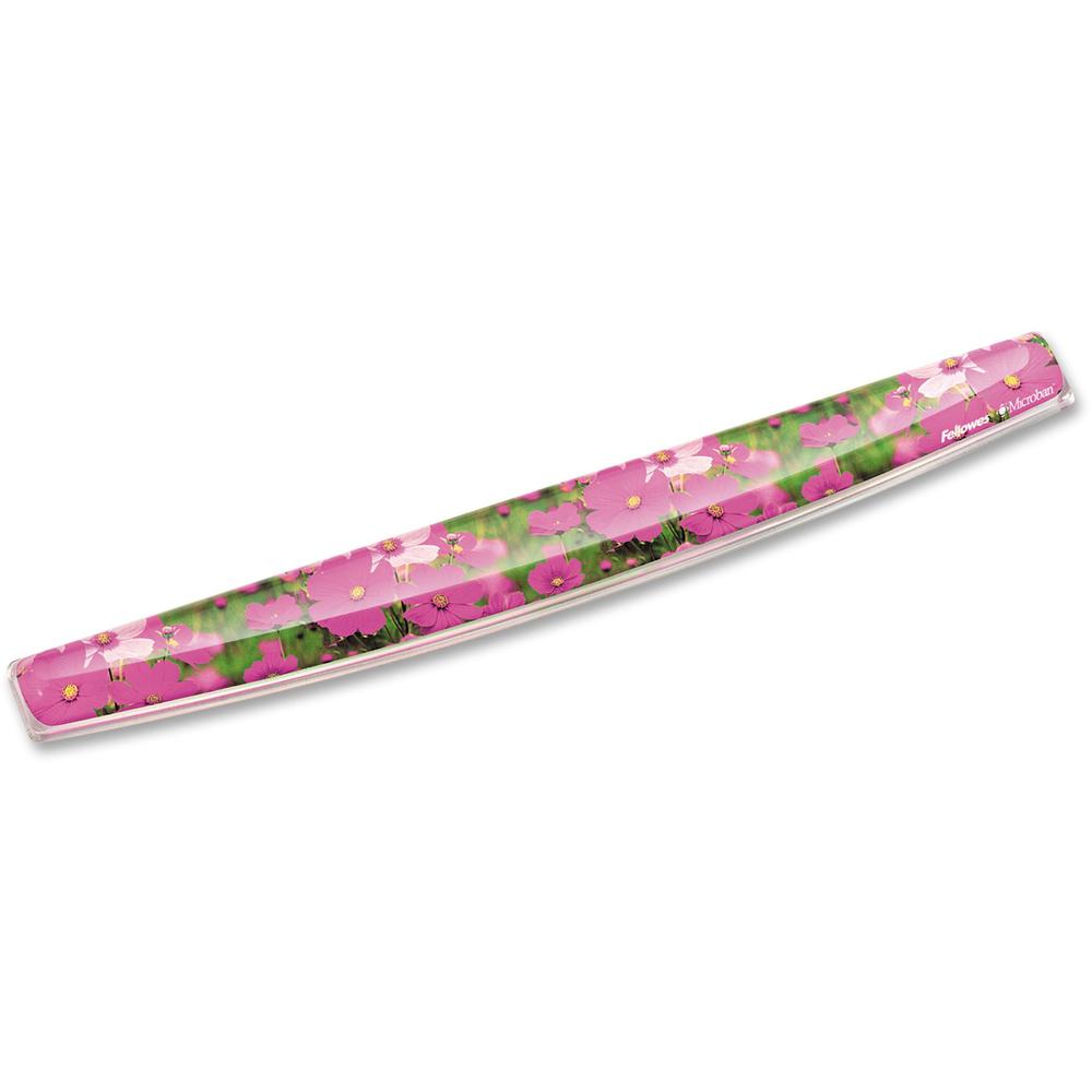 Fellowes Photo Gel Keyboard Wrist Rest with Microban&reg; - Pink Flowers - 0.75" x 18.56" x 2.31" Dimension - Multicolor - Rubber, Gel - Stain Resistant, Skid Proof - 1 Pack. The main picture.