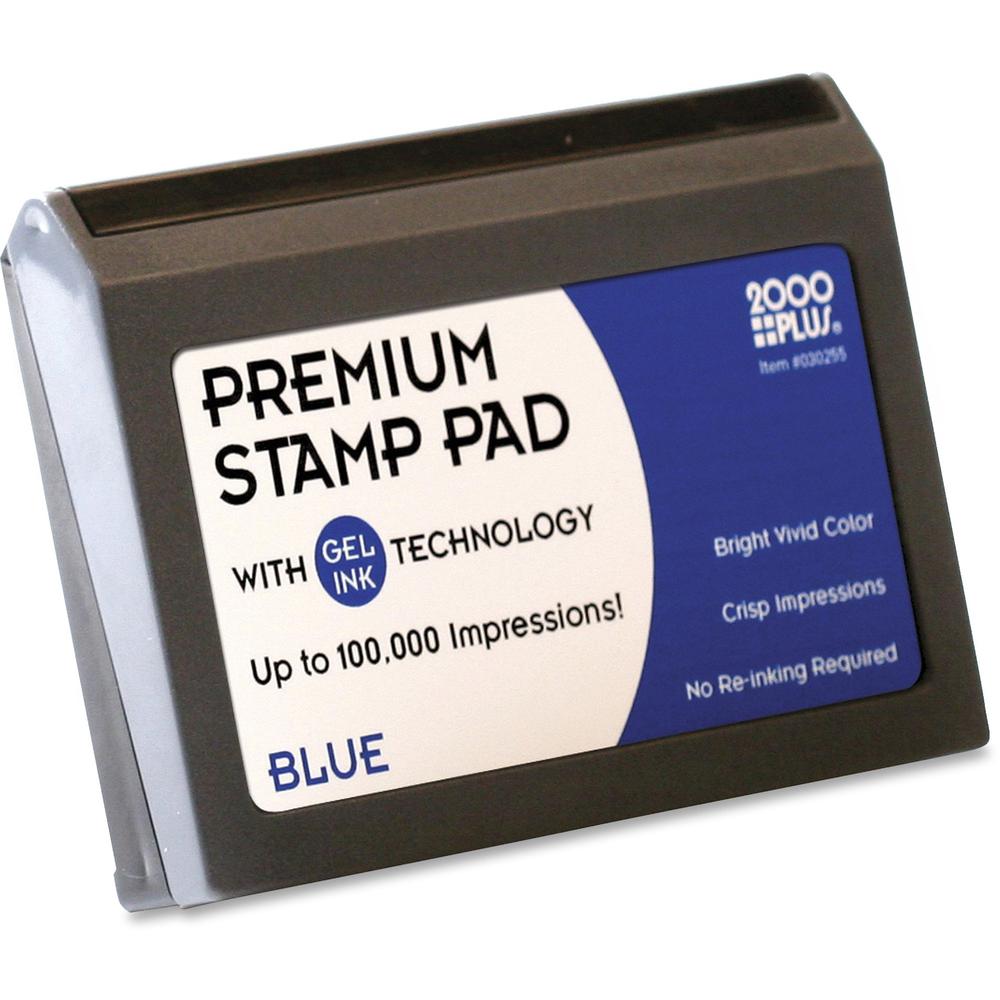 COSCO 2000 Plus Gel Ink Premium Stamp Pad - 1 Each - 3" Height x 4.3" Width x 3.5" Depth - Blue Ink. Picture 1