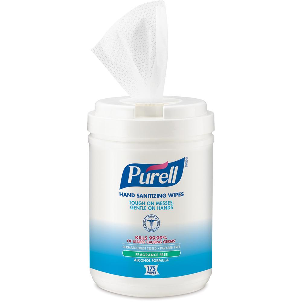 PURELL&reg; Alcohol Hand Sanitizing Wipes - 6" x 7" - White - 175 Per Canister - 1 Each. Picture 1