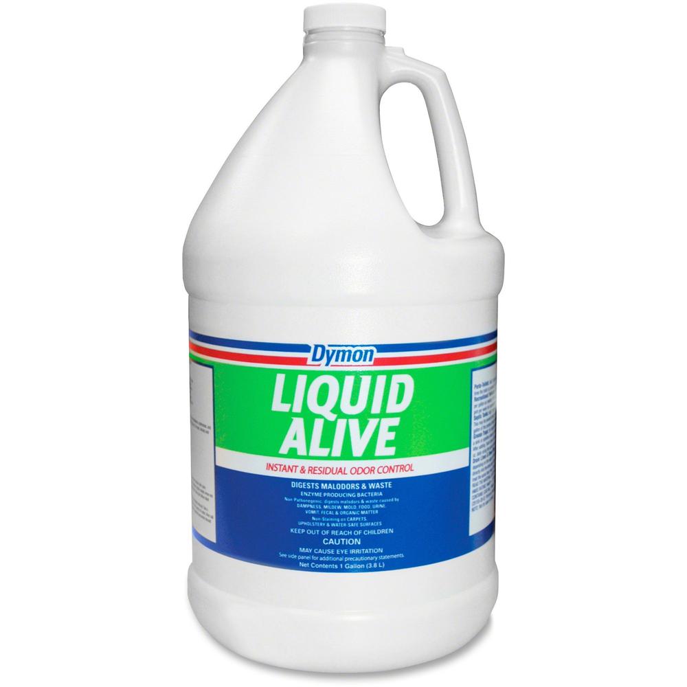 Dymon Liquid Alive Odor Digester - For Multi Surface - 128 fl oz (4 quart) - Natural Scent - 4 / Carton - Non-staining, Non-toxic - White, Green. Picture 1