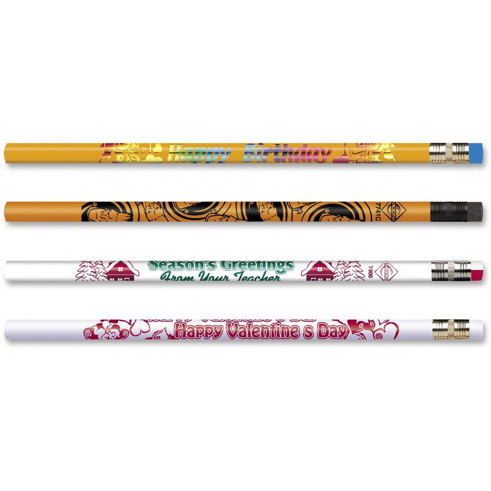 Moon Products Fun Design Seasonal Pencil Pack - #2 Lead - 8.7 mm Lead Diameter - Black Lead - Assorted Wood Barrel - 144 / Box. Picture 1