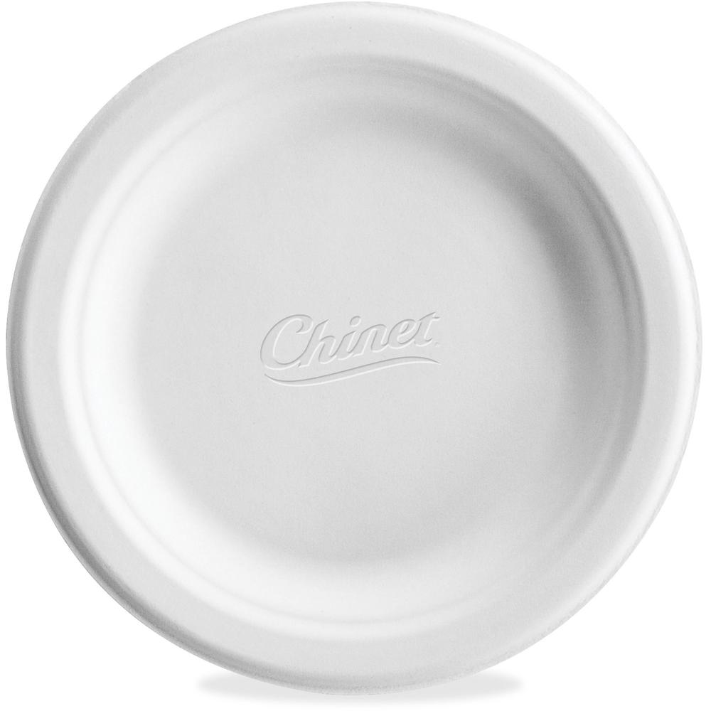 Chinet Classic 6" Round Plates - Food - Disposable - Microwave Safe - 6" Diameter - White - Molded Fiber, Paper Body - 1000 Pack. Picture 1